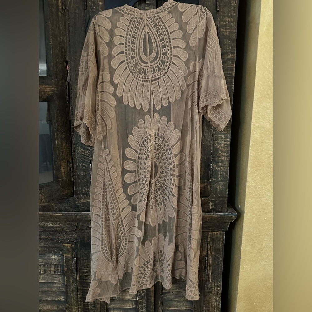 Nwt Rebellion Again sheer floral kimono cardigan brown Small - Picture 3 of 3